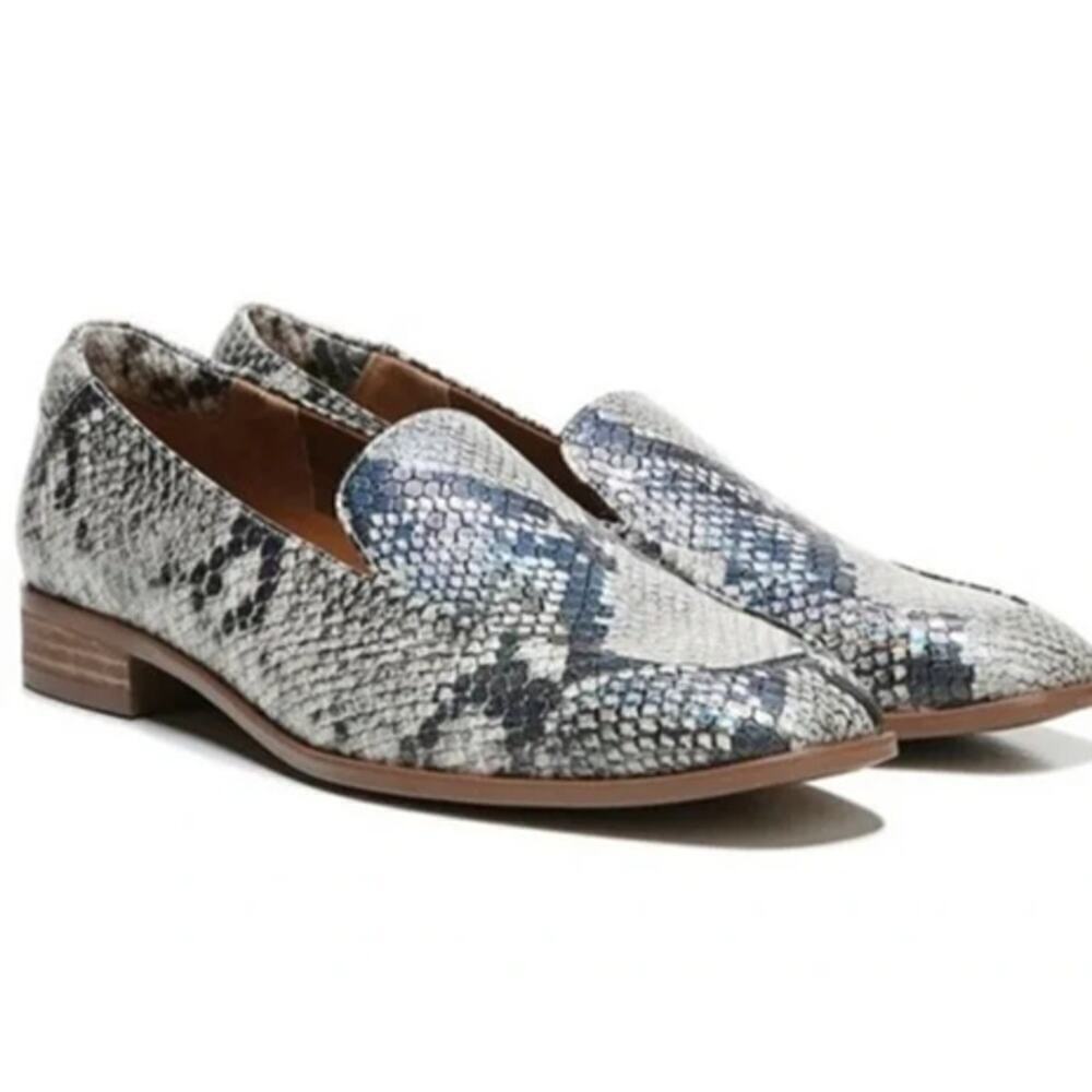 Franco Sarto Carlina Roccia Snake Embossed Leather Slip On Loafers Size 8